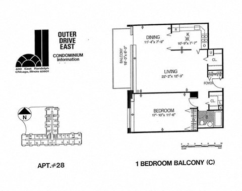 Floor plan for 1 bed, 1 bath